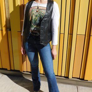 Vintage Black Leather Chess King Vest Large